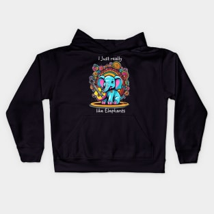 Melodic Trunk Serenade I just really like elephant Kids Hoodie